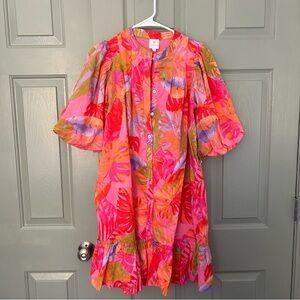 The Eden Tropical Floral Puff Sleeve Short Dress